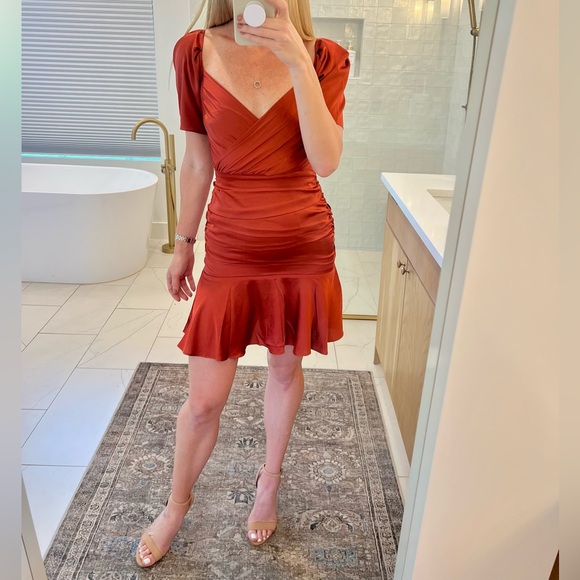 Satin ruched mini dress - Picture 3 of 7